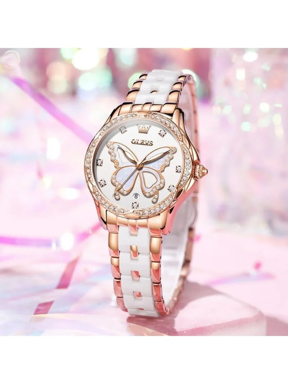 Women's Two Tone Strap with White Dial Stainless Steel Waterproof Date Watches